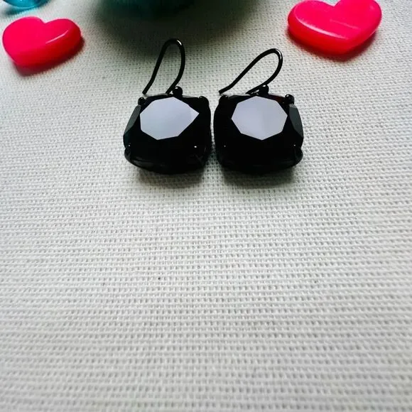 VERY RARE ALL BLACK Tory Burch Square Drop Earrings - Picture 3 of 5